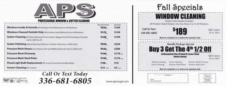 Monthly Cleaning Specials | APS Winston Salem NC Deals   
