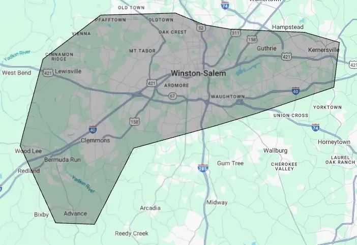 Service Areas | APS Winston Salem Window and Gutter Cleaning   winston salem nc service area