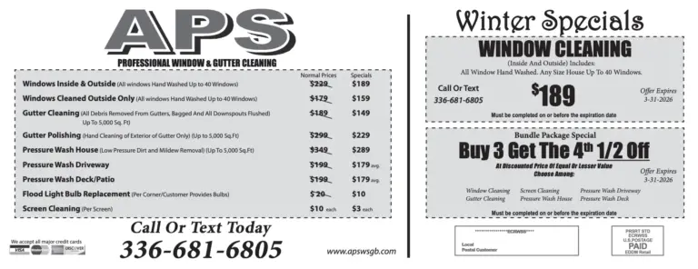 Monthly Cleaning Specials | APS Winston Salem NC Deals   APS Specials January 2026
