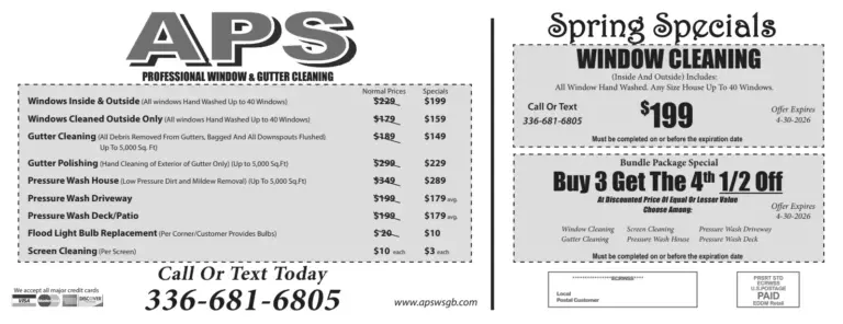 Monthly Cleaning Specials | APS Winston Salem NC Deals   
